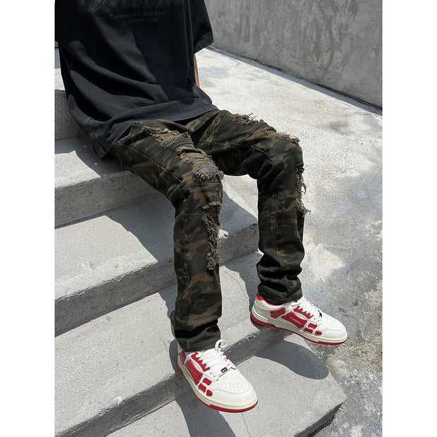 Jeans Retro Stretch Camouflage Cargo Pants Ripped Pants