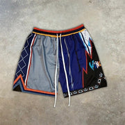 Casual sports color block print shorts