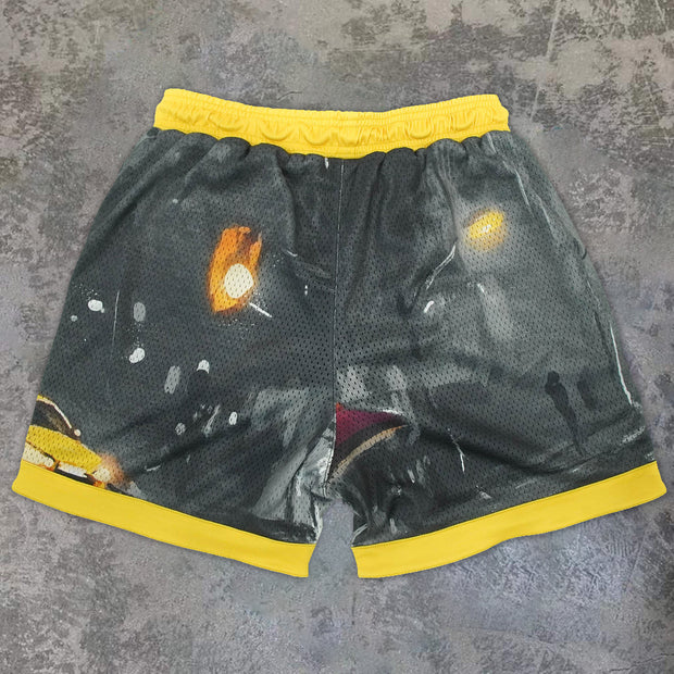 Retro casual color contrast fashion street shorts