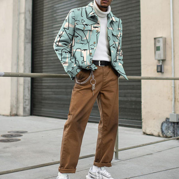 Street style casual print retro jacket