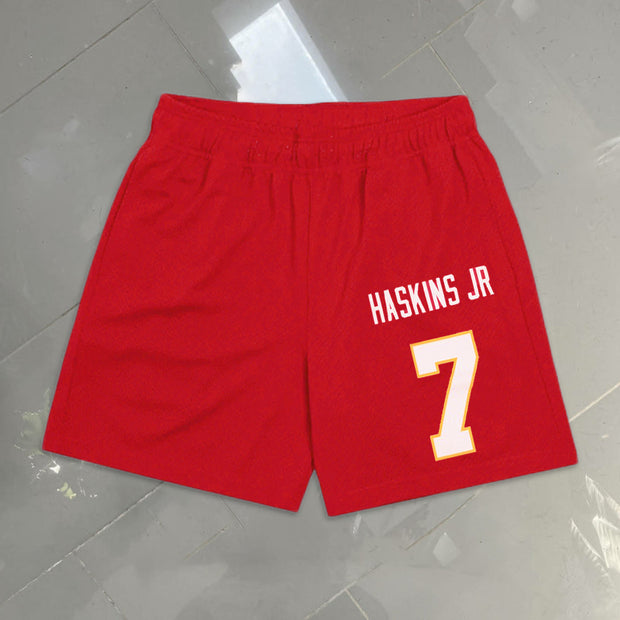 Alphabet-print sports mesh shorts