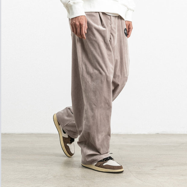 Street style love printed casual corduroy trousers