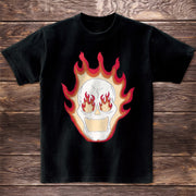 Personalized flame skull print T-shirt