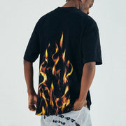 Flame print hip-hop casual short-sleeved T-shirt