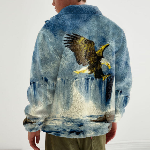 Personalized fashion printing long-sleeved men's plush jacket