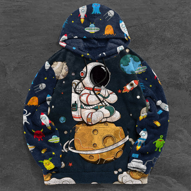 Retro Fashion Astronaut Plush Hoodie