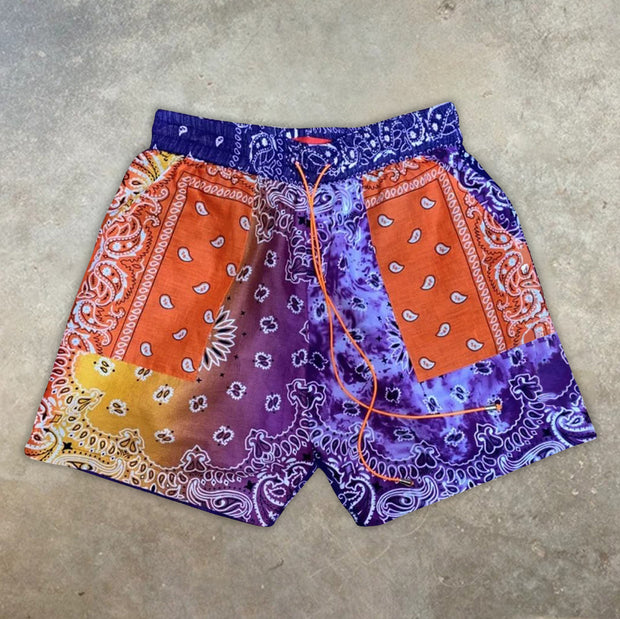 Purple bandana print shorts