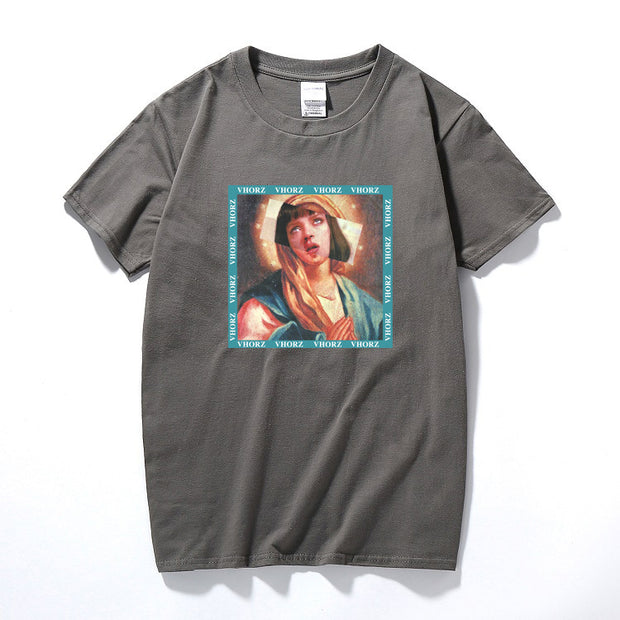 Men's loose casual retro tide brand printed T-shirt
