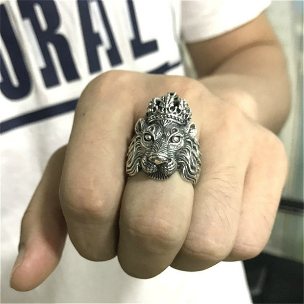 Crown lion king ring