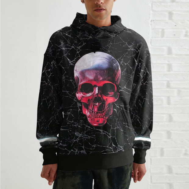 Personalized men's skull print long-sleeved hoodie