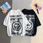 Creative graffiti clown smiley face solid color printed short-sleeved T-shirt