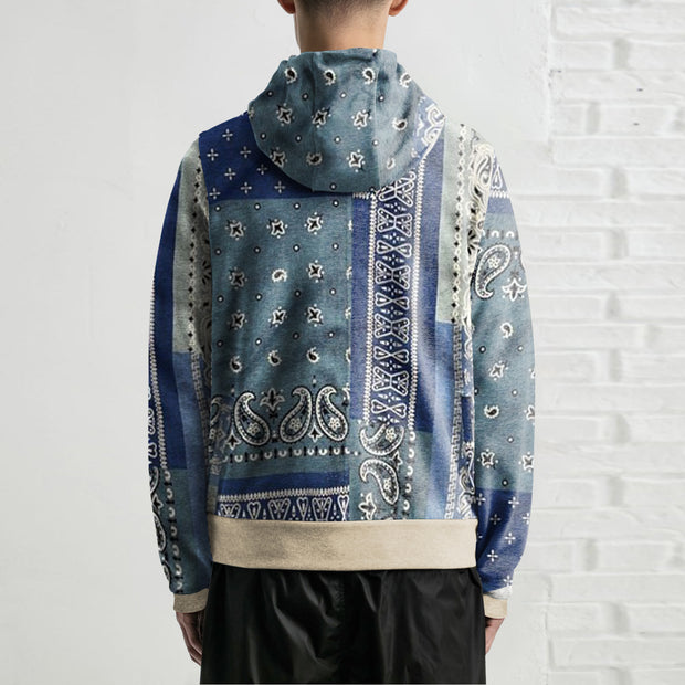 Personalized street style cashew flower zipper sweatshirt
