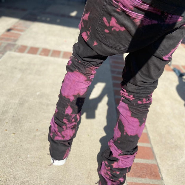 Tie-dye men's personality street style printed denim trousers