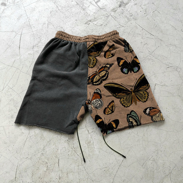 Personality stitching retro butterfly shorts