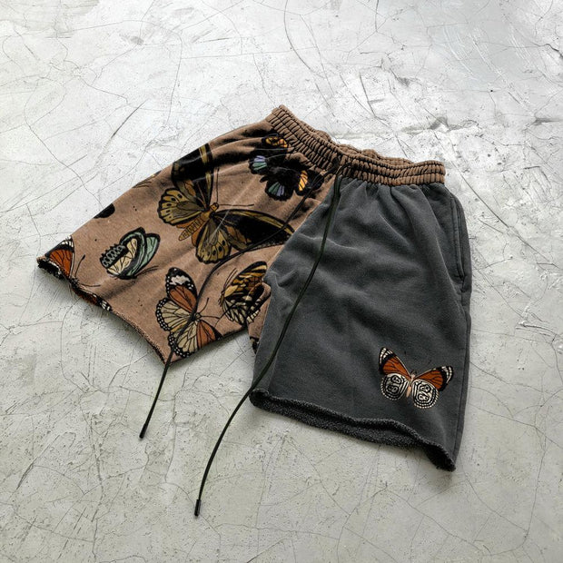 Personality stitching retro butterfly shorts