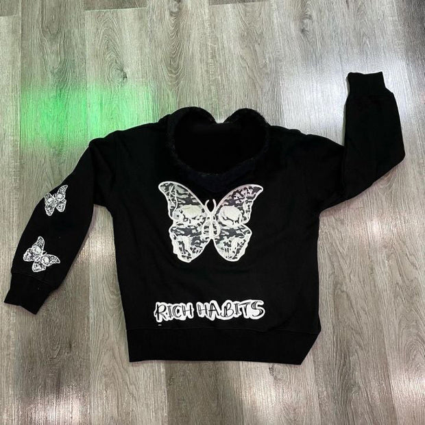 Casual retro fashion butterfly print hoodie