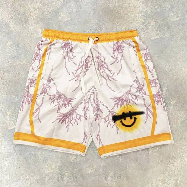 Casual Smiley Lightning Sports Shorts