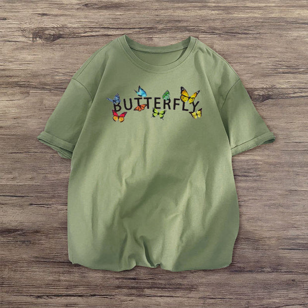 Casual fashion butterfly print T-shirt