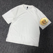 Trendy street style smiley face print short-sleeved T-shirt