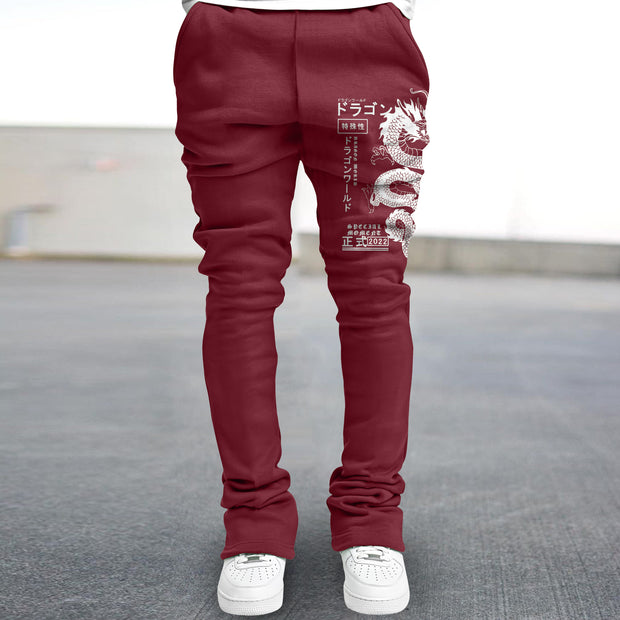 Retro print trendy street straight trousers