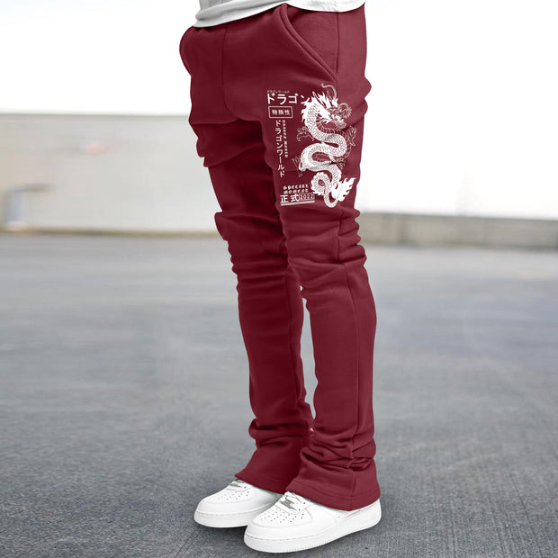 Retro print trendy street straight trousers
