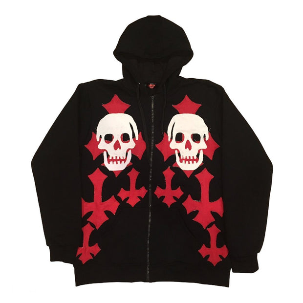 Street hippie skull print cardigan long sleeve hoodie