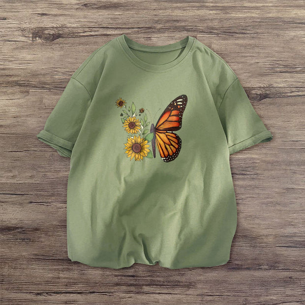 Fashion casual style butterfly short-sleeved T-shirt