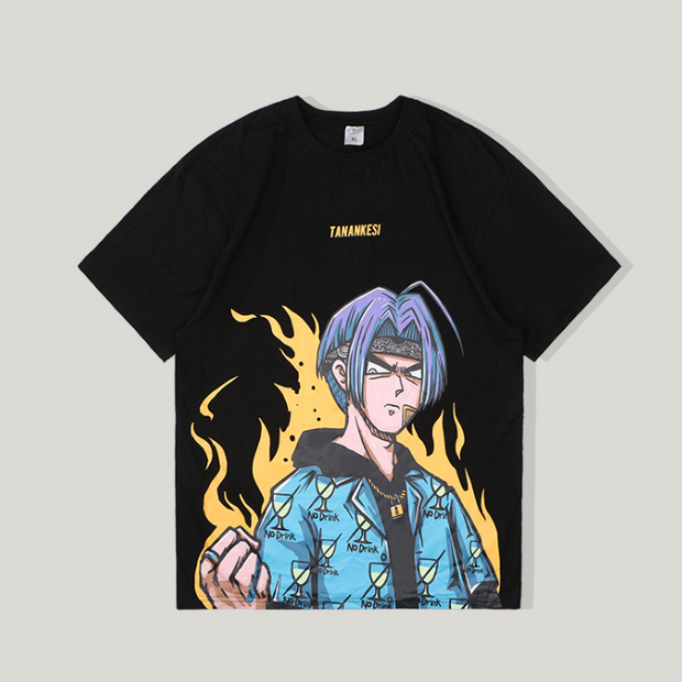 Loose anime print casual short-sleeved T-shirt