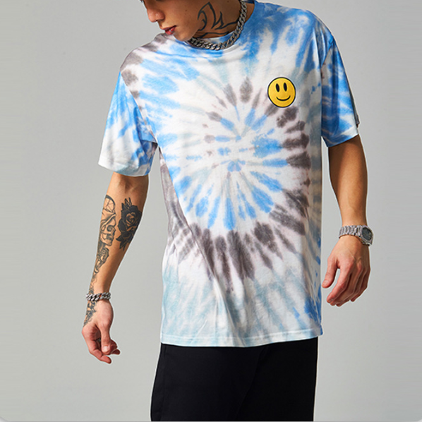 Street personality smiley face tie-dye loose short sleeve T-shirt