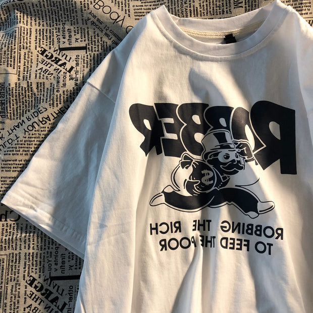 Japanese retro ins fashion street loose T-shirt