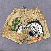 Skull cactus print track shorts