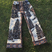 Snow white wolf casual street pants