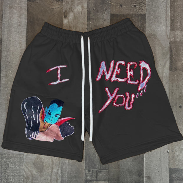 Personalized print i need you casual shorts