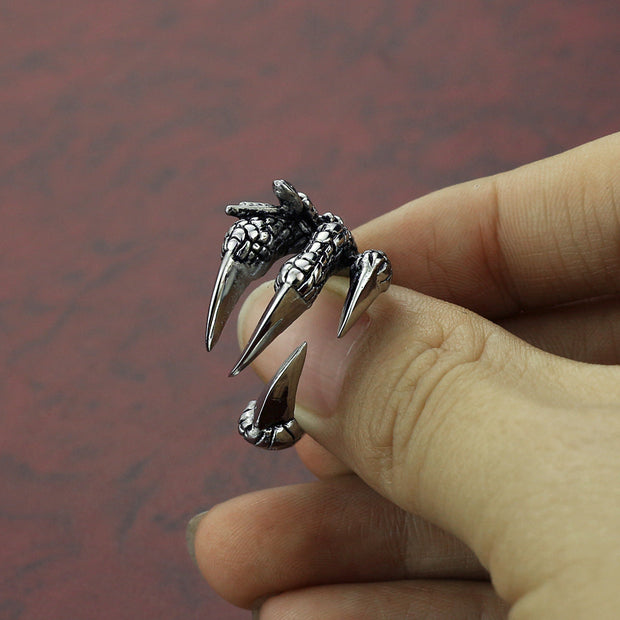 Dragon ring titanium steel dragon claw ring hand jewelry open ring punk accessories