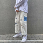 Loose wide-leg trendy graffiti overalls hip-hop pants