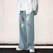 Street color contrast hip-hop print split trousers