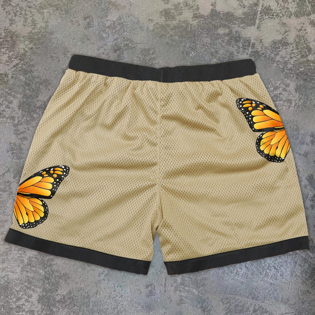 Vintage Butterfly Street Mesh Track Shorts