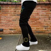 Casual style color smiley print sports trousers