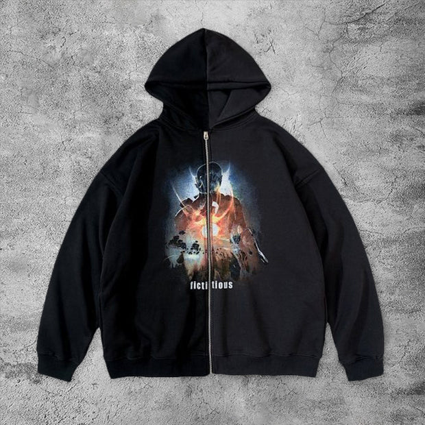 Casual retro abstract island character hoodie