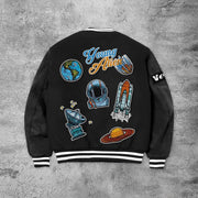 Casual space rocket rugby baseball jacket