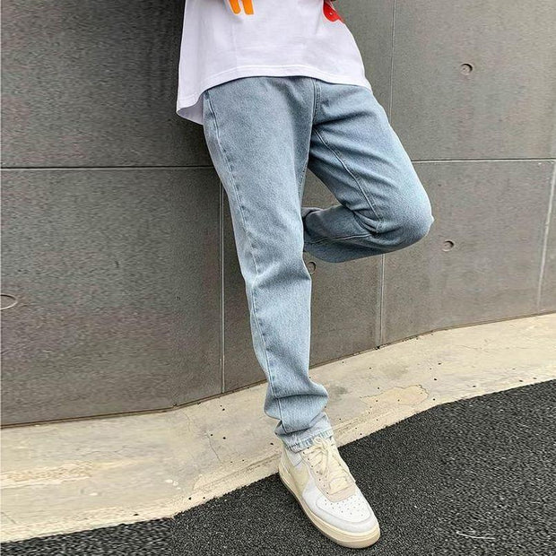Smiley pattern street fashion casual loose jeans