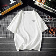 Fashion white print round neck short sleeve T-shirt