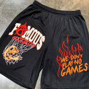 Hip hop flame dunk pattern casual shorts