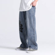 Retro casual loose straight-leg jeans