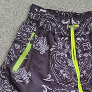 Casual cashew flower zipper pocket shorts