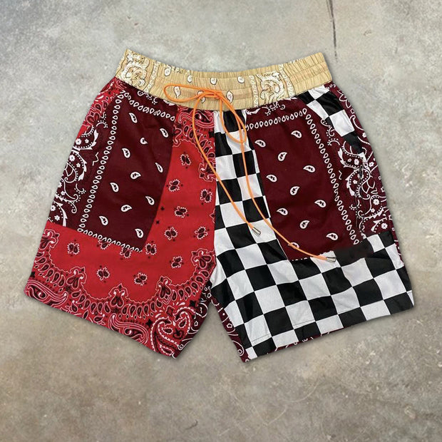 Personalized print contrast stitching shorts
