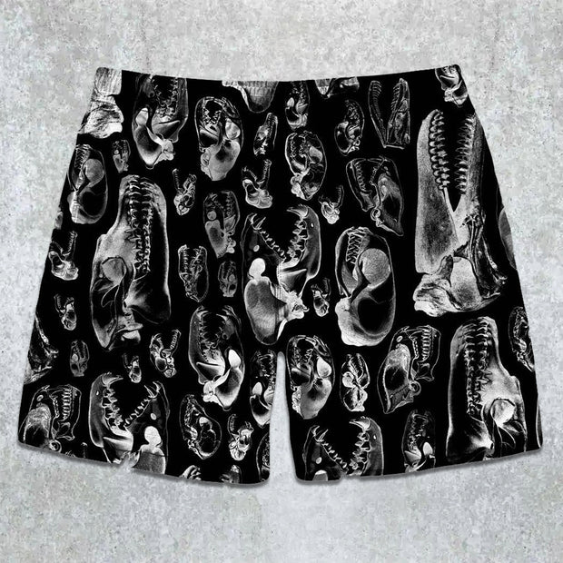 Street Trend Skeleton Print Shorts