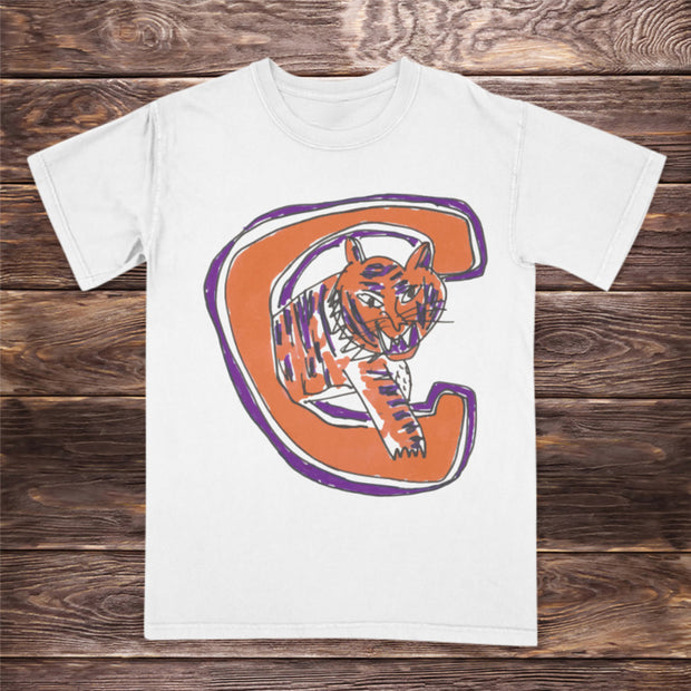 Street sports tiger head print T-shirt