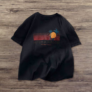 Hawaiian coconut tree print street short-sleeved T-shirt