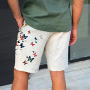 Butterfly print lace-up shorts